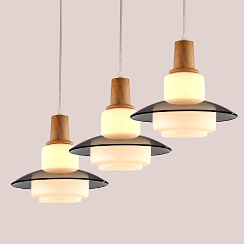 GAOLILI Modern Restaurant Ceiling Light Personality Creative Wooden Art Chandelier Three Head Glass Hotel Ceiling Lamp E27 (Color : B)