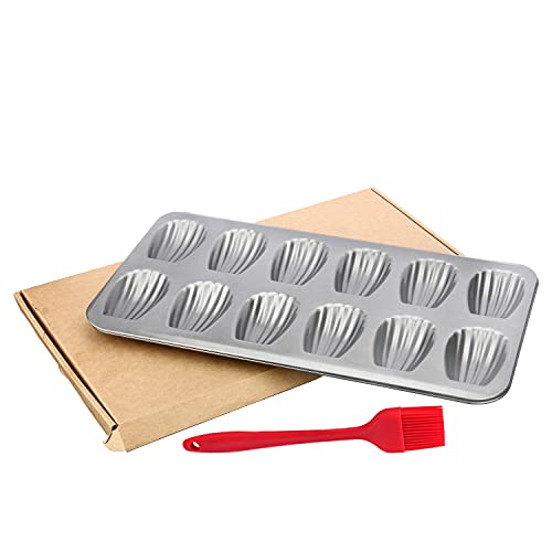 2 Pack Madeleine Pan with Silicone Brush OAMCEG 12 Cavity Heavy Duty
