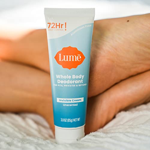 Lume Whole Body Deodorant Invisible Cream Tube 72 Hour Odor Control