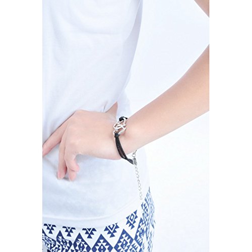 crunchy fashion black leatherette charm bracelet for girls/women/men