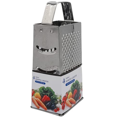 Shaped Grater MultiPurpose, 4 Sided, Professional Box Grater, Stainless Steel with 4 Sides