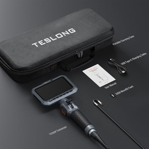 Teslong Two-Way Articulating Borescope, 5.5mm Slim Probe, 5.0'' Industrial Endoscope with Light, 5FT Flexible Snake Scope for Automotive, HVAC & Mechanics