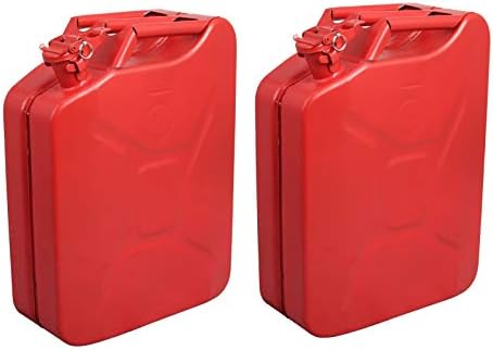 Clever Market Jerry Can Gas Tank Automotive Fuel Backup Steel Red Tank Emergency NATO Army Jerry Cans Gasoline Military Tank 5 Gal 20L Set of 2