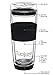 Tupkee Double Wall All Glass Tumbler - 14-Ounce, Reusable Insulated Tea/Coffee Mug & Lid, Hand Blown Glass Travel Mug - Black - 2 Pack