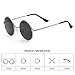 Menton Ezil Round Vintage Mirror Lenses UV protection Polarized unisex Small Hippie Syle Sunglasses for Men With Black Silver Metal Frame Black Lens ME8124