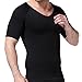 TopTie Seamless Compression V-Neck Short Sleeve T-Shirt, Men's Shapewear Undershirt-White-L