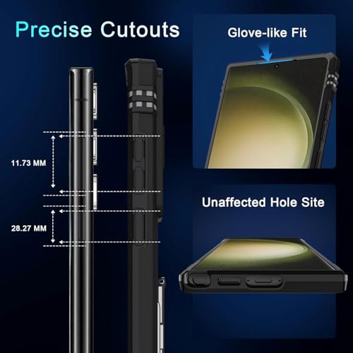 ELEPIK Samsung Galaxy S25 Ultra Case with Camera Cover,Samsung S25 Ultra Cover Pass 16ft Drop Test Military Grade Heavy Duty Protective Phone Case with Kickstand (Black)