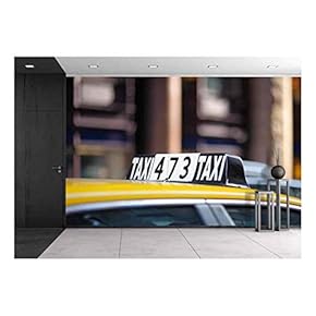 Taxi Sign in Big City Close Up - Removable Wall Mural | Self-Adhesive Large Wallpaper - 66x96 inches