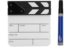 for Small Clapboard Senyar Clap Board,Mini Acrylic Director Scene Clapperboard TV Movie Action Board Film Cut Prop with Pen,15 * 16.5 * 2.5cm/5.9 * 6.5 * 1inch(White/Black)