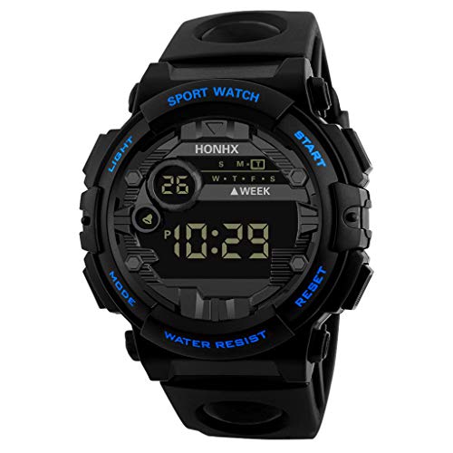 Men's Digital Sport Watch Electronic LED Fashion Waterproof Outdoor Casual Wrist Watch (Blue) - Thumbnail 3