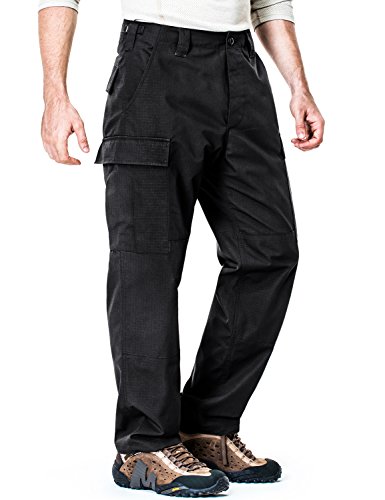 CQ-UBP01-BLK_M/Regular CQR Men's BDU Rip Stop Trouser Tactical Pants UBP01
