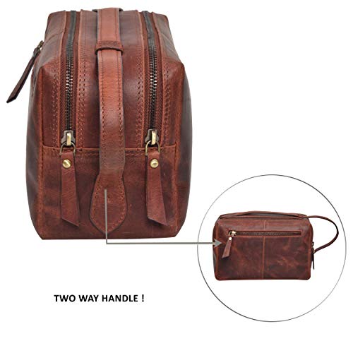 Leather toiletry bag for men - toiletry bag for women leather toiletry bag travel dopp kit Leather dopp men Shaving Kit (Brown Crazy Horse) - Thumbnail 6