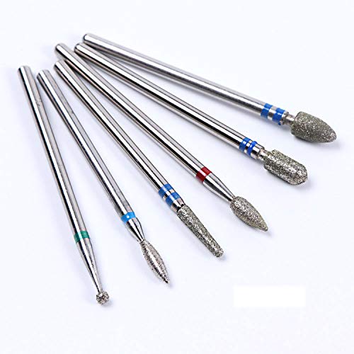 6pcs Diamond Cutters Manicure Nail Drill Bits Rotary Burr Milling Files Mill Ball Brush Electric Grinder Corundum Tools,Mix 6-JG01
