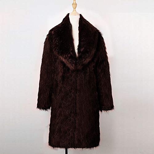Hot Sale! minRan Men's Fashion Luxury Faux Fur Coat Jacket Winter Warm Tops Long Coats Overwear Outwear - Thumbnail 4