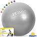PROMIC Exercise Ball (55 cm) with Foot Pump, Professional Grade Anti Burst & Slip Resistant Stability Balance Yoga Ball for Yoga, Workout, Cardio Drumming, Classroom, Work Ball Chair (Silver)