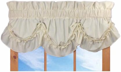 Stephanie Country Ruffle Queen Anne Valance Curtain - 3 Inch Rod Pocket, Natural