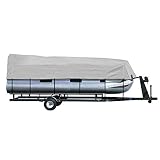 iCOVER Trailerable Pontoon Boat Cover with Storage Bag, Waterproof StormPro Heavy Duty, Polyester Fade-Resistant Fabric, Fits Pontoon Boat 17ft to 20ft Long & Beam Width up to 102in,Grey PB6303A.