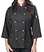 Women's ¾ Sleeve Active Chef Coat, Black with Slate Accent, S
