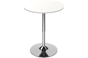 Magshion 23.5" Round Adjustable Height Bar Table, 27.5"-36" Range, 360° Swivel MDF Top Pub Table for Dining, Café, Cocktail, White