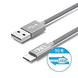 Type C Cable, USB C to USB A UNU 10ft(3M) Braided USB Type C Data Charger for Google Pixel XL , Nexus 6P/5X, OnePlus 2, LG G5, HTC One 10, New Macbook, ChromeBookl and Other USB C Devices - Grey