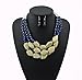 Bocar Multi Layer Necklace for Women Beads Statement Chunky Necklace and Earring Set (NK-10204-blue+Silver Tone)