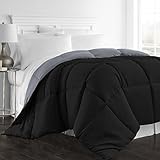 Beckham Hotel Collection Hypoallergenic Reversible Goose Down Alternative Full/Queen Comforter, Grey/Black