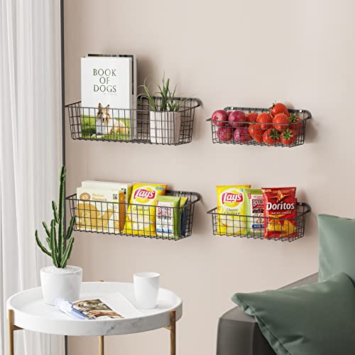 Wall Basket, Warmfill 6 Pack Metal Wall Mount Basket with Hooks Screws