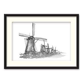 Black Framed Canvas Wall Art Architectural Drawing Home Artwork Decoration for Living Room, Bedroom - 23x31 inches