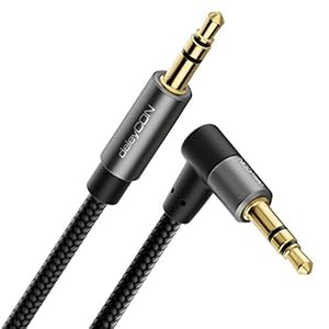 deleyCON 1,5m 3,5mm Audio Jack Kabel Stereokabel Nylon Kabel en Metalen Stekkers – Rechte Stekker naar 90° Haakse…