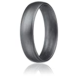 ROQ Silicone Wedding Ring for Men, Affordable Comfort Fit 6mm Manly Metallic Silicone Rubber Wedding Bands - Silver- Size 10
