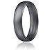 Silicone Wedding Ring For Men By ROQ, Affordable Comfort Fit 6mm Manly Metallic Silicone Rubber Wedding Bands - Silver- Size 10