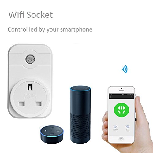 Smart WiFi Plug Socket, TianranRT Smart Power Socket WiFi Wireless Mini Switch Remote Control Timer Outlet UK Plug and EU Plug Work with Alexa Google Home Android and iOS (1 UK)