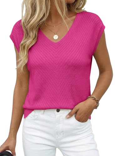 Dokotoo Sweater Pullover Tops for Women V Neck Trendy Summer… at Amazon