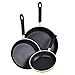 Cook N Home 8, 10, and 12-Inch Nonstick Fry Saute Pan 3-Piece Set, Green