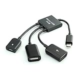NYKKOLA 3 in 1 USB OTG Cable Adapter, Micro USB Hub USB OTG Extension Adapter for Smartphone and Tablet
