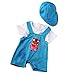 MonkeyJack Cute Cartoon Bear Blue Shoulder Strap Pants Hat Outfit for 43-45cm Zapf Baby Born Dolls