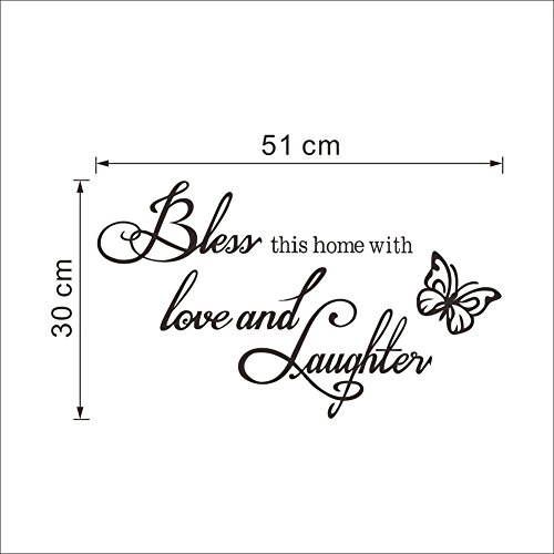 image for Hatisan Bless This Home Love Laughter Decal Wall, Sayings Wall Sticker