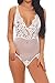 Aranmei Sexy Teddy Lingerie for Women One Piece Lace Bodysuit Underwear Small White