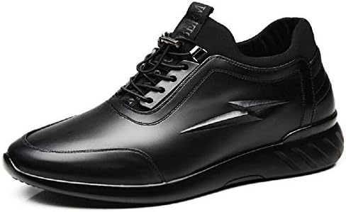 SHANGWU Men's Casual Shoes Leather Men's High Sneakers Men's Leather Shoes 8cm Elevator High Leather Shoes (8cm high)