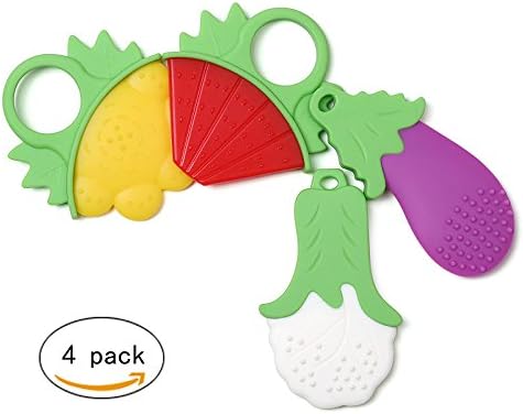 Baby Teethers Teething relief - BPA Free food grade silcone Safe Teether Set for 3 to 12 Months Babies, Infants, Toddlers(4 Pack) by bluedesire