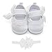Delebao Baby Girl Infant White Dance Ballerina Slippers with Bow Ribbon (0-6 Months, Shoes & Headband)