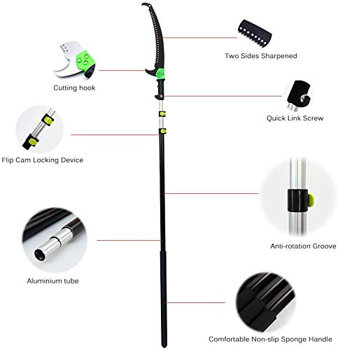 YXIAOL Teleskop Astsäge Set Mit Gebogener Profi Baumsäge Mit Haken Ideal Als Hochentaster Mit Dem Teleskopstiel Bis Max… – Bild 3