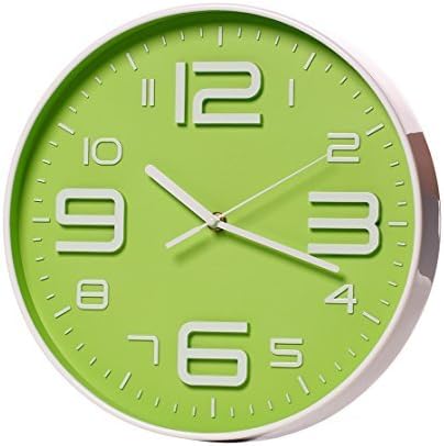 SonYo Indoor Big 3D Number Silent Wall Clock Silent Sweep Movement Wall Clocks Battery Operated 12 Inch Green