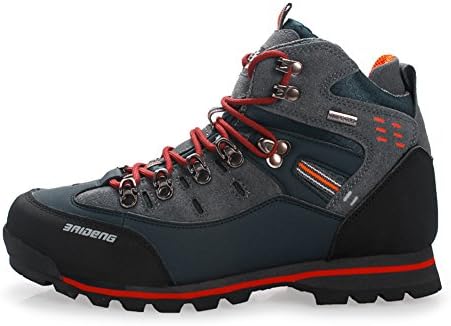 GOMNEAR Men Hiking Boots High Top Trekking Shoes Non Slip Breathable Waterproof Walking Climbing Sneaker (11 US/46 EU, Dark Blue Orange)