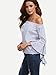 SheIn Women's Striped Off The Shoulder Ruffle Sleeve Blouse - Blue Large