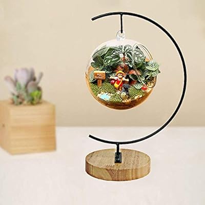 Ornament Display Stand Iron Wood Hanging Holder for Hanging Glass Globe
