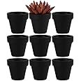 Yishang 2 Inch Black Mini Terracotta Clay Pots Pack of 9 - Small Hand Craft Nursery Plant Pot Succulent Cactus DIY Pottery Planter Home Garden Windowsill Decoration