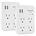 [2 Pack] 2.4A Dual USB Wall Outlet Surge Protector, 5V/2.4A USB Charger, 15A/125V/1875W, ETL Certified