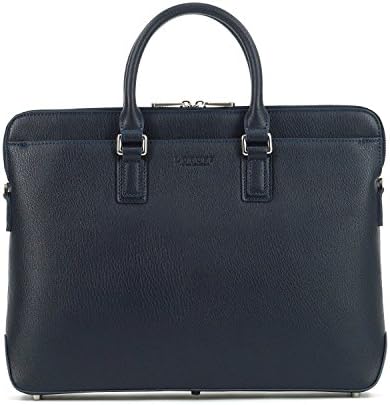 LOTUFF Mens Women Genuine Leather Formal Briefcase Tote Bag Laptop Bag LO-209 (NAVY)