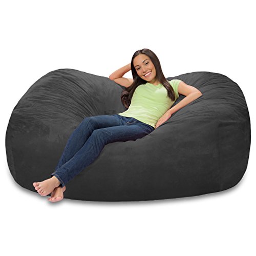 Comfy Sacks 6 ft Lounger Memory Foam Bean Bag Chair, Charcoal Micro Suede